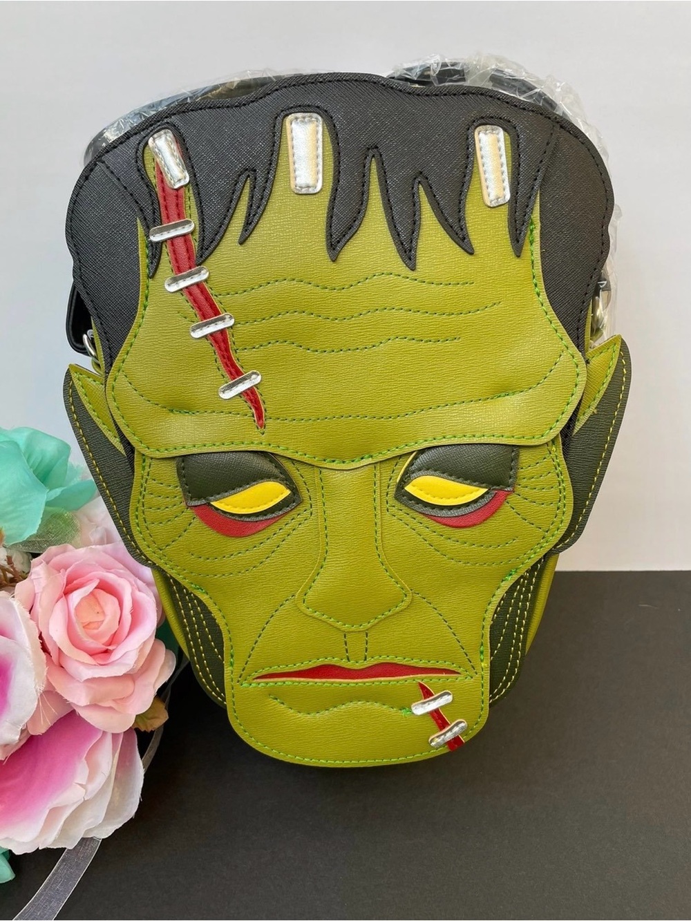 Frankenstein love pain and stitches mini backpack